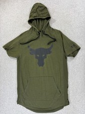 Under Armour Project Rock Charged Cotton Hoodie Shirt Men's Small Green