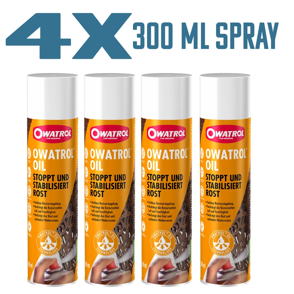 OWATROL Öl OIL Spray - 4 x 300ml Grundierung Rostumwandler Auto Korrosionsschutz