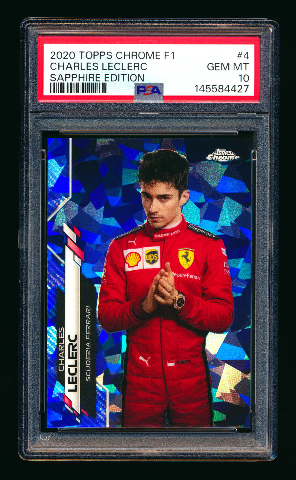 2020 Topps Chrome Sapphire F1 #4 Charles Leclerc RC Refractor Portrait PSA 10