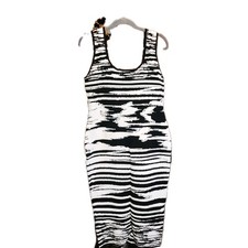 Forever 21 Plus Size 2X Women's Bodycon Fitted Striped Dress  Black And White