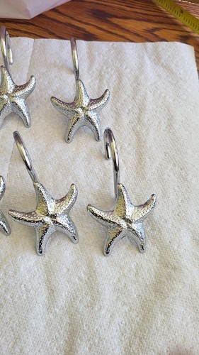 Beach Ocean Starfish Themed Set of 8 Metal Shower Curtain Hooks. 1T - Picture 5 of 7