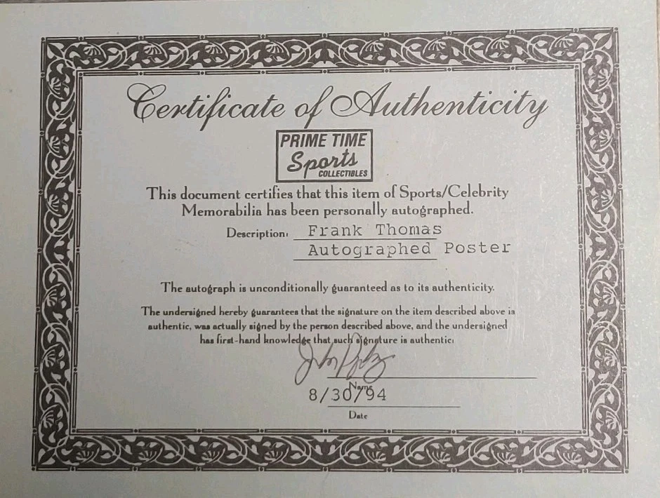 Autographed Frank Thomas Picture 26"X32" Two Biggest Weapons In Baseball  - Image 4 of 4