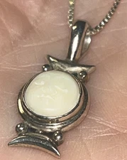 Carved Moon Face 925 Sterling Silver 20 Inch Sterling box chain Italy Necklace