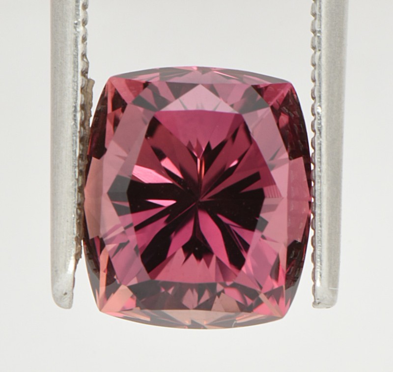 Songea Sapphire Deep Raspberry w/Purple & Pink Flashes Custom Barion cut 3.38cts