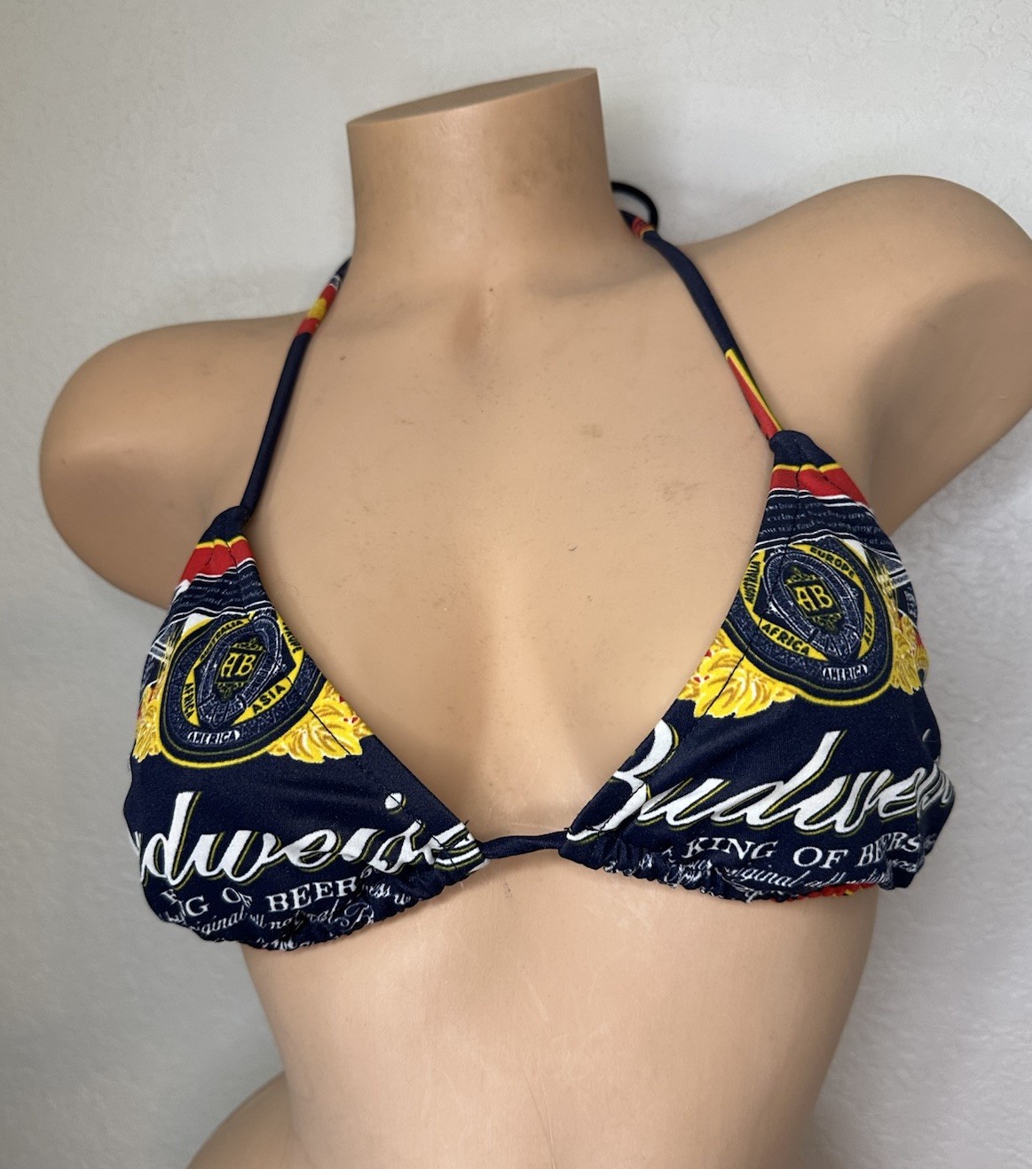 Vintage Budweiser Triangle String Bikini Top Only… - image 1