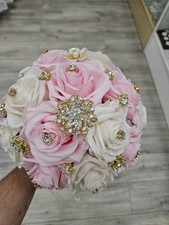 Champagne Pink Roses Bridal - Quinceanera - Sweet 16th Bouquet