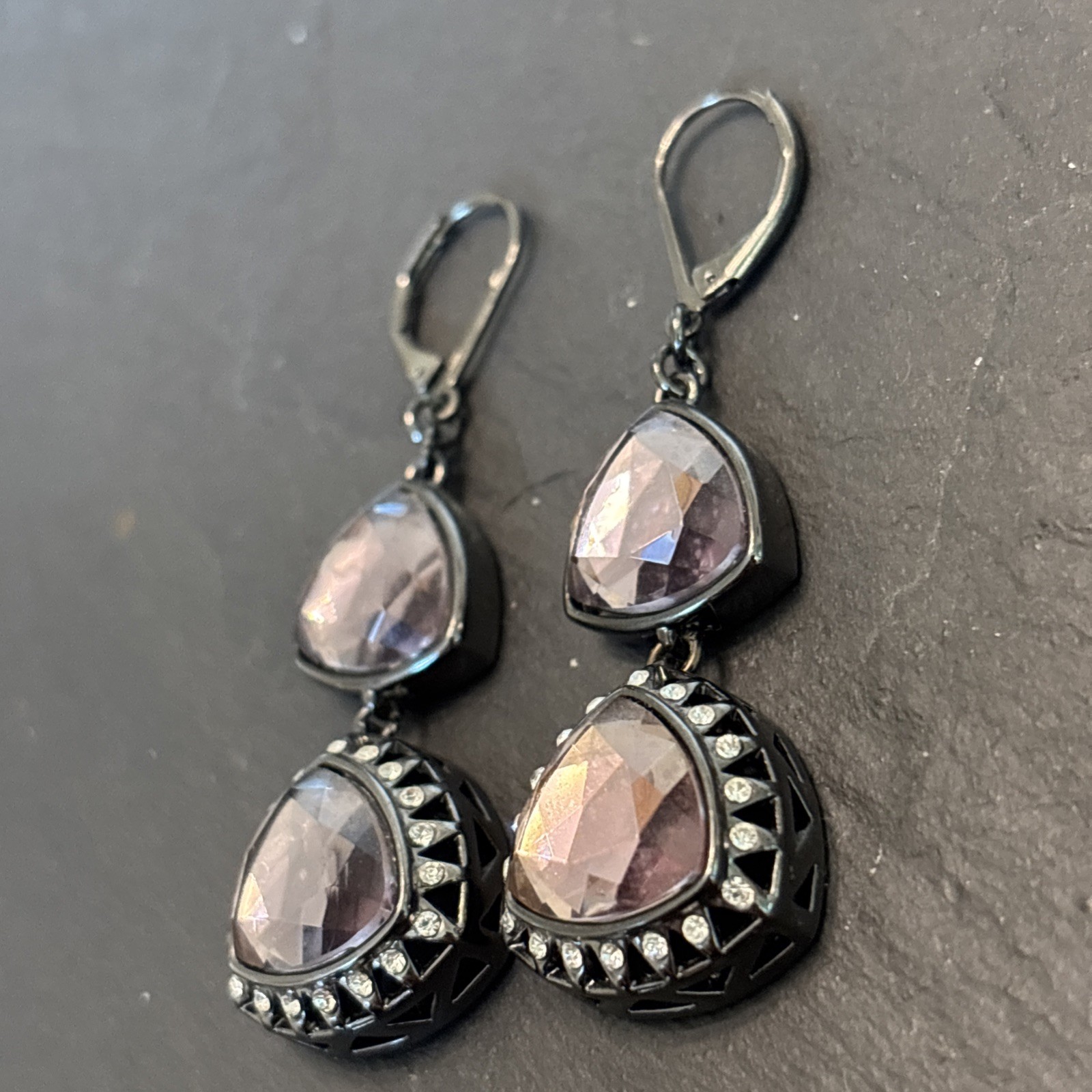 Givenchy Vintage Dangle Rhinestone Silvertone Sta… - image 3