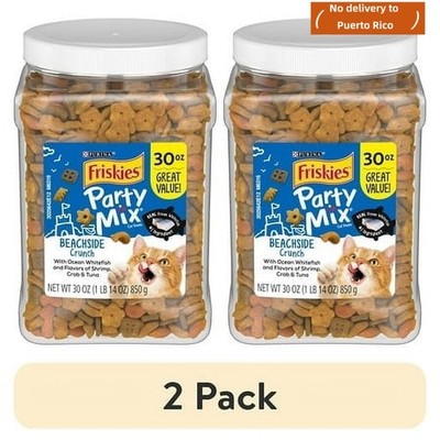 Friskies Party Mix 2-Pack - Beachside Crunch Cat Treats, 30oz Canisters new