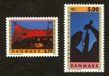 Dinamarca Scott# 1031-2, festivales Tonder & Roskilde, en muy buen estado MNH sin fallas, SCV: $3,85