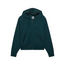 PUMA Elevated Essentials Satin Full Zip Hoodie Womens Green Casual Outerwear 690
