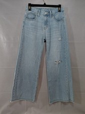Old Navy Baggy Wide Leg Built In Tough Jeans Youth 14 Raw Hem Light Wash