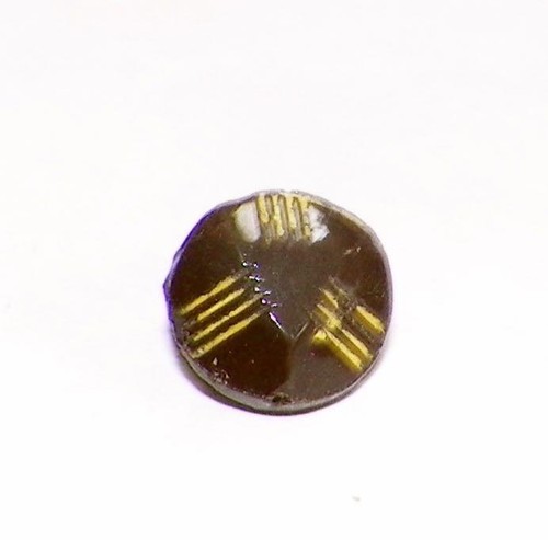 Art Deco Glass Button Brown Yellow Incised Line Diminutive Dimi Czech Vintage #8 - Picture 2 of 3