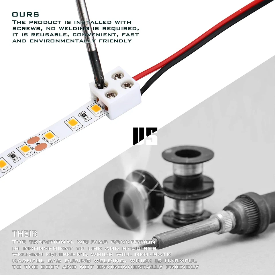 25 Pack LED Strip Light Connectors 2 Pin 8mm Screw Terminal Wire Adapter - Image 3 of 4