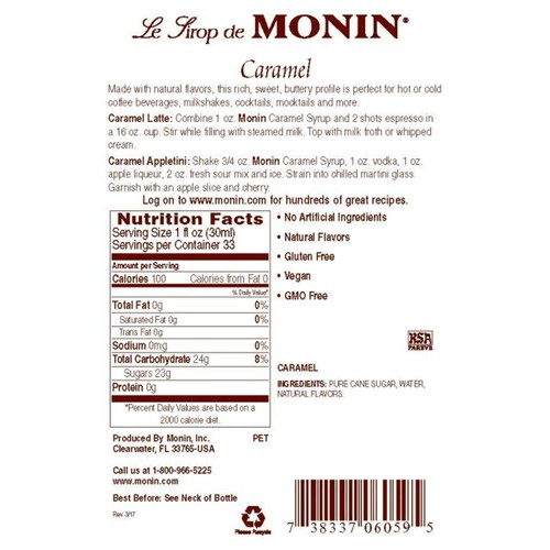 Monin Premium Caramel Flavoring Syrup 1 Liter - 4/Case - FreeShip - Picture 8 of 9