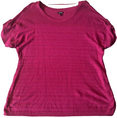 APT 9 Womens 3X Rayon & Nylons Knit Striped Top Light Ballon Sleeves Stretch