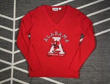 Vintage 70 s Alabama Crimson Tide V Neck Sweater Embroidered Red Size Medium