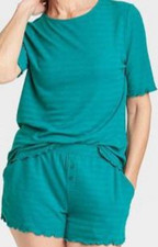 Stars Above Women's Textured Knit Pajama Set Short/Shirt Blue XS S M L XL XL