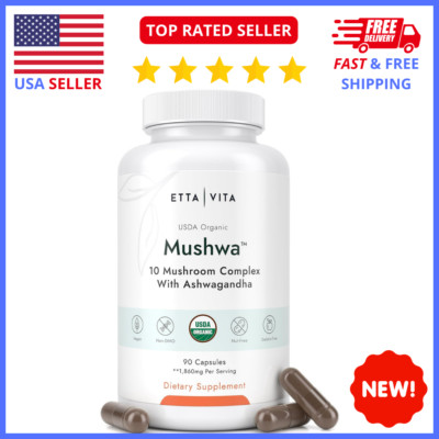 Reishi Lion's Mane Mushroom Supplement - Immunity & Brain Support - 60 Capsules
