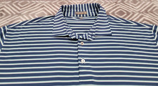 Peter Millar Summer Comfort Golf Polo Shirt Men's XL Blue  White Striped