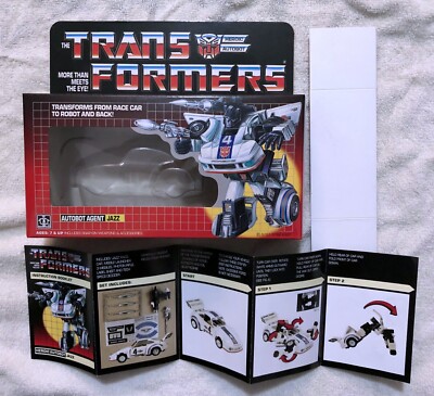 TRANSFORMERS G1 AUTOBOT JAZZ BOX, INSERTS, BUBBLE, & MANUAL NEW! ROBOT