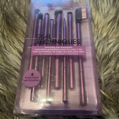 Real Techniques Everyday Eye Essentials 8 Piece Brush Set - Purple Aluminum