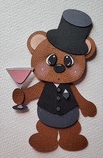 Happy New Year Champagne Cheers Boy Bear. Scrapbook, Card Making Paper Piecing