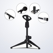 Adjustable Microphone Desk Stand Tripod Desk Top Clip Holder Foldable Table Mic