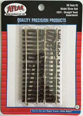Atlas 524 HO Code 83 Straight Track Assortment 12 pcs