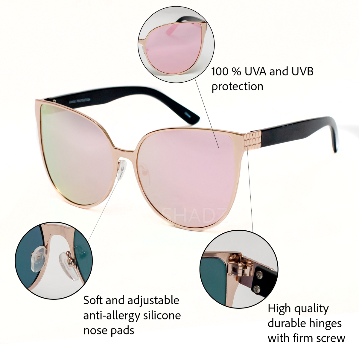 Sunglasses BARBIE Pink Princess Metal Cat Eye Oversized 