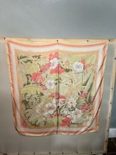 Massimelli Womens Italian Scarf Floral Silk Pink Green White Hand Rolled D1