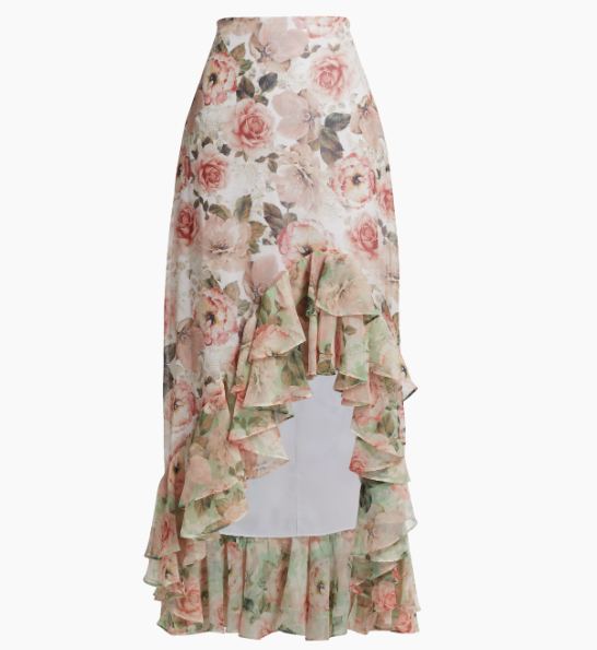 NEW, Alice + Olivia Braylee High-Low Maxi Skirt in multi