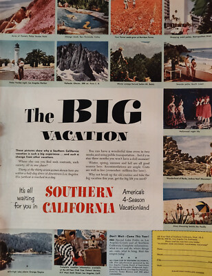 1952 Holiday Advertisement The BIG Vacation to SOUTHERN CALIFORNIA!