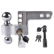Adjustable Aluminum Trailer Hitch Set Fits 2 Receiver 6-inch Drop Hitch Silver Adjustable Aluminum Trailer Hitch Set Fits 2 Receiver 6-inch Drop Hitch Silver