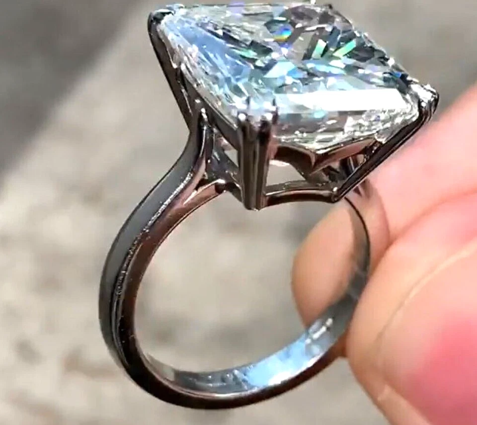 Anillo de compromiso solitario de diamantes grises tratados certificado 17 quilates raro. Plata 925 Foto 2 de 4