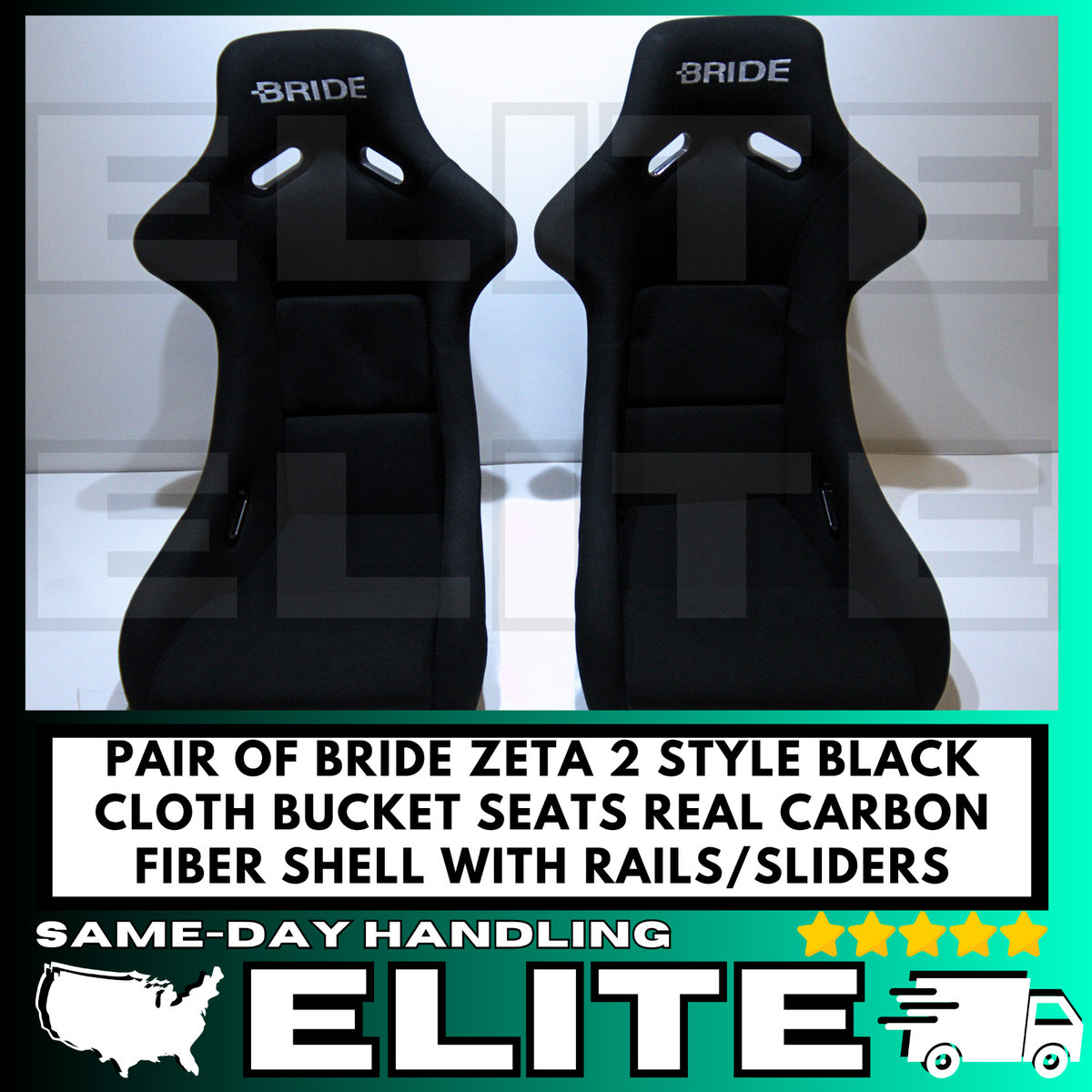 PAIR BRIDE ZETA II Black Cloth Seats Low Max JDM Racing Bucket