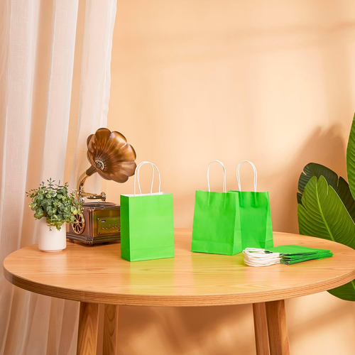 25 Pieces 6" Mini Goodie Bags Small Green Gift Bags with Handle for Party Favor - Picture 5 of 5