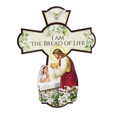 6" Tall Wood First Communion Cross for Girl