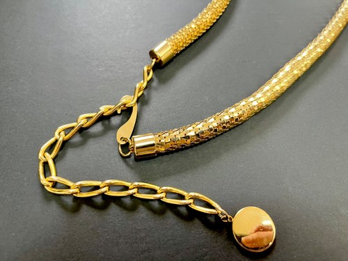 Cinturón Vintage Tono Dorado Cintura Enrollado Cadena Metal Mujer 31" y Extensor Gancho En - Imagen 3 de 5