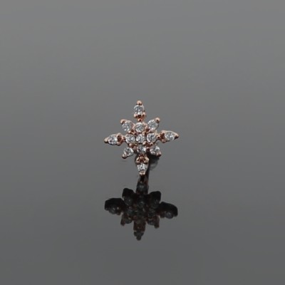 14K ROSE GOLD IP SIMULATED DIAMOND CROSS TRAGUS LABRET CARTILAGE STUD