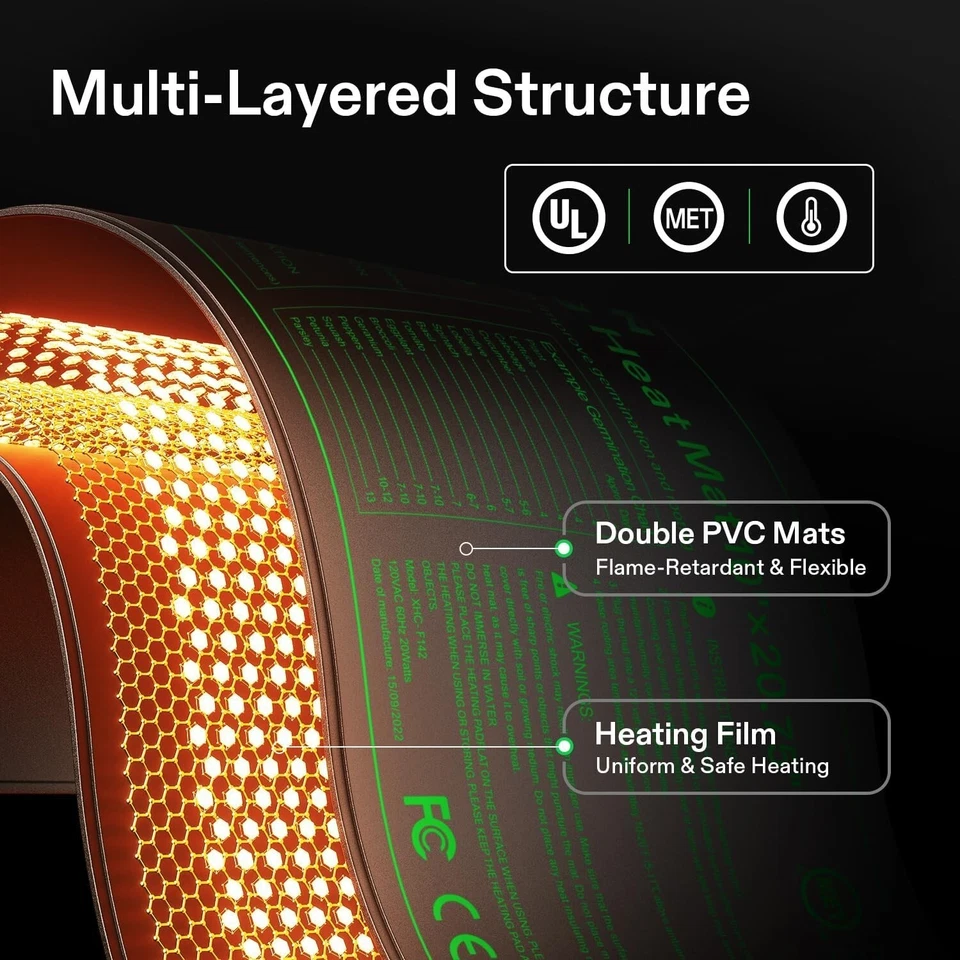 VIVOSUN 10"x20.75" tapete térmico de mudas com controlador de temperatura embutido, à prova d'água - Imagem 3 de 4