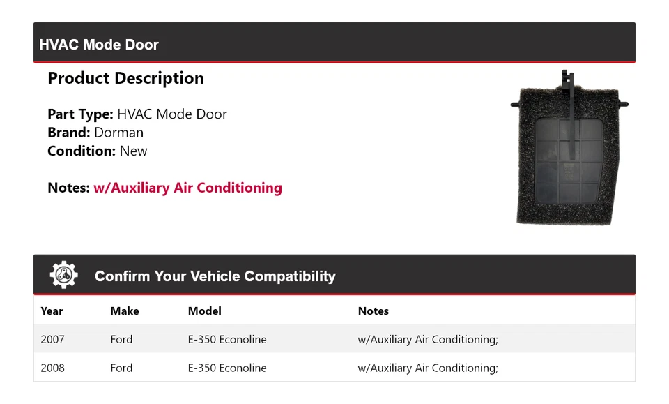 For 2007-2008 Ford E-350 Econoline Dorman HVAC Mode Door - Image 2 of 4