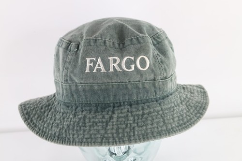 Vintage 90s Streetwear Faded Spell Out Fargo Stonewash Bucket Hat Cap Green XL