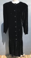 Karen Kane ( Vintage) Drop Waist Black Velvet Shirt Dress Size 12