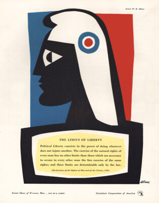 1952 Container Corporation of America: Limits of Liberty Vintage Print Ad