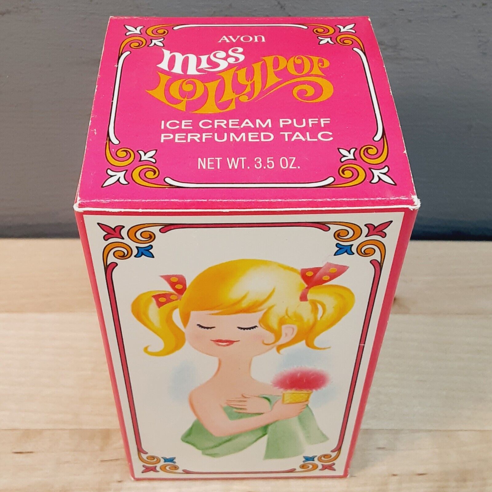 AVON New In Box - Miss Lollypop 1960s Mod - Perfumed Talc Puff - FREE SHIPPING!