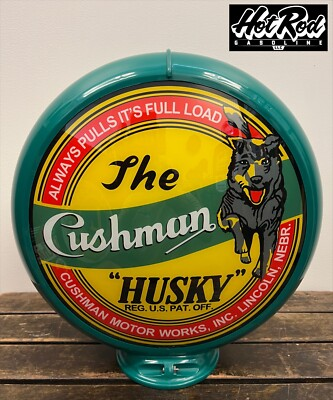 #ad CUSHMAN HUSKY Reproduction 13.5quot; Gas Pump Globe Green Body $175.00