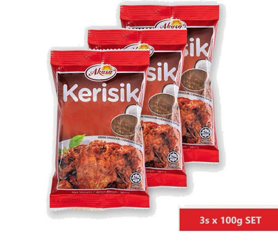 3 X 100g Akasa Kerisik Toasted Coconut Paste for cook rendang 100g Malaysia