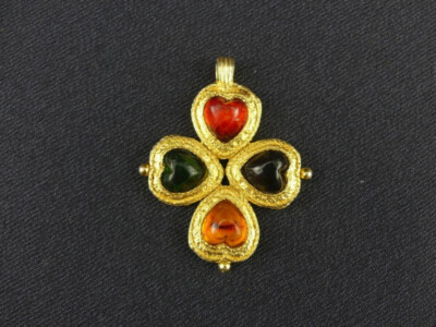Pendentif Poggi Paris – 4 Cœurs Colorés – Occasion En Bon état