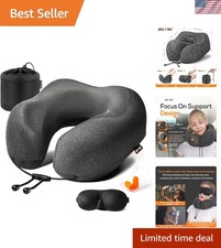 Black Compressible Neck Pillow Set with Eye Masks - Perfect for Travel Comfort