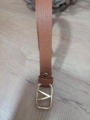 V Milano Ledergürtel ''V'' goldfarbene Schließe cognac neu Made in Italy 95cm